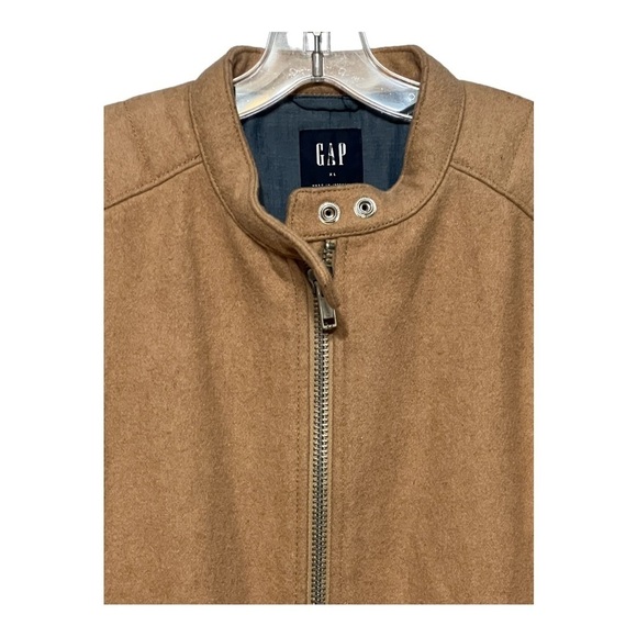 Gap Quilted Bomber Jacket Camel Color Wool Blend Zip Front Waist Cropped XL - Picture 4 of 5